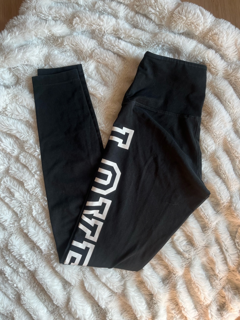 PINK Victoria's Secret Black Leggings with White 'LOVE' Graphic